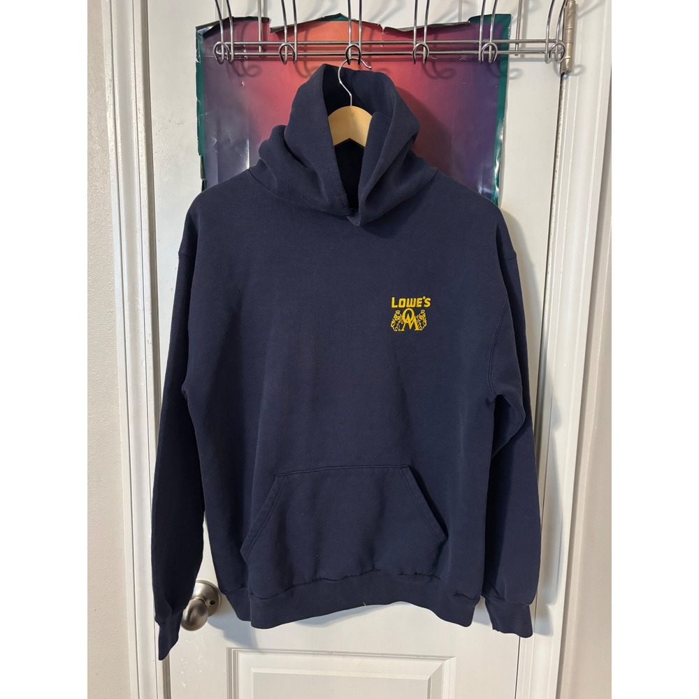 Lowe's Home Improvement Navy Blue Pullover Hoodie Sweatshirt Mens XL 80s
